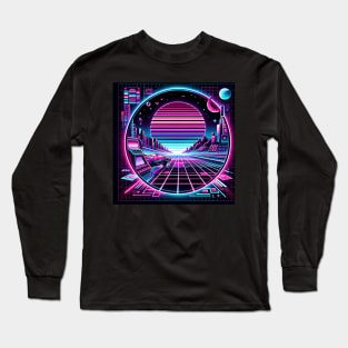 Neon Nostalgia: Retro-Futuristic Pixel Adventure Long Sleeve T-Shirt